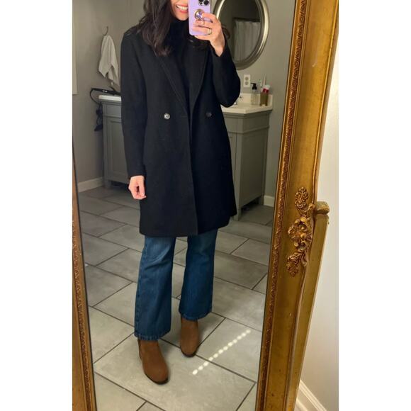 J.Crew Daphne Topcoat in Italian Boiled Wool Classic Black Long Coat Size 16 - Picture 1 of 10